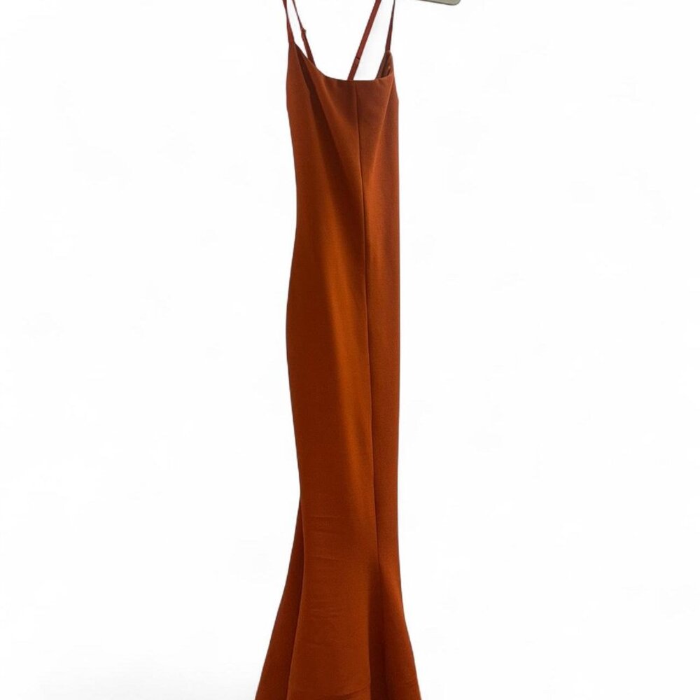 Solace London Bodycon Mermaid Gown Rust Brown Size 4 Slimming Maxi Dress